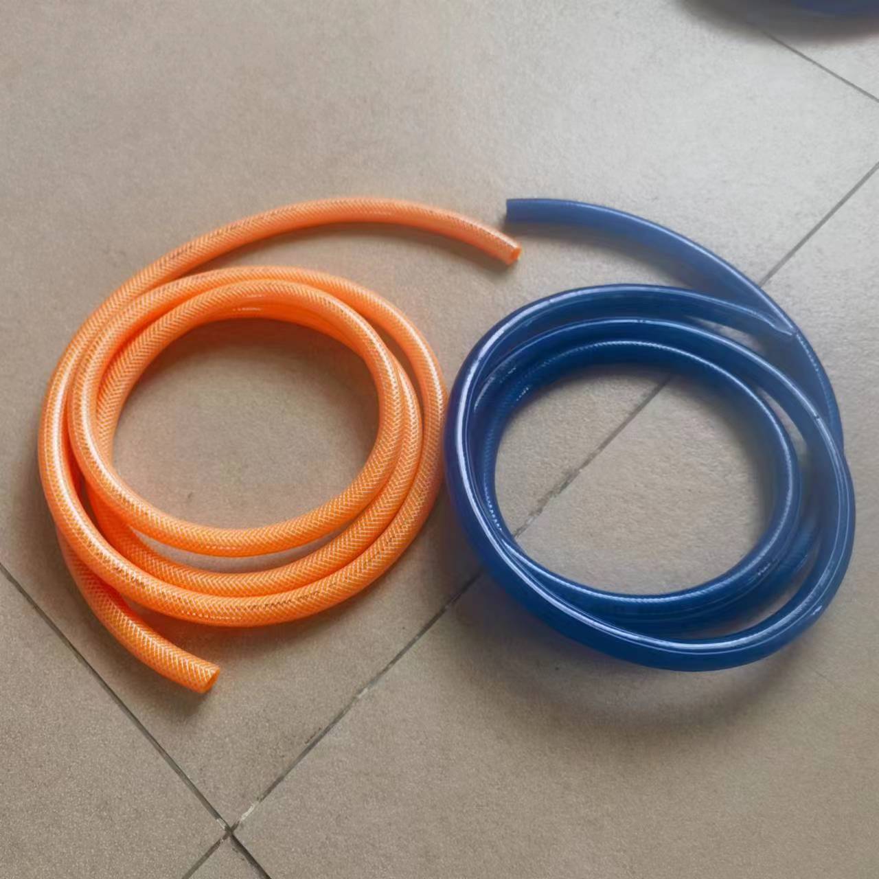 gas hose- transparent blue and red